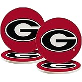 Desert Cactus University of Georgia Circle Ceramic Coasters 4 Pack Bulldogs UGA Dawgs Absorbent Drink Coasters with Cork Backing (Design A)