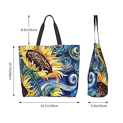 Famame Watercolor Sunflower Canvas Tote Bag Large