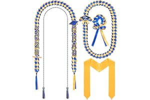 Canlierr 18 Pcs Graduation Leis and Stole and Honor Cords 2025 Braided Necklace Adjustable for Student Graduation Gifts Party Supplies(Blue and Gold)