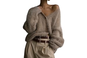 Yimoon Womens Fuzzy Cardigan Sweater V Neck Long Sleeve Button Down Slouchy Furry Knit Sweaters 2025