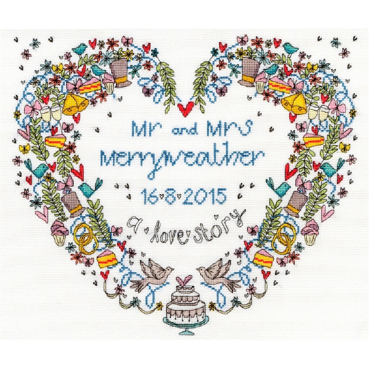 Bothy Threads Cross Stitch Kit - Wedding Heart