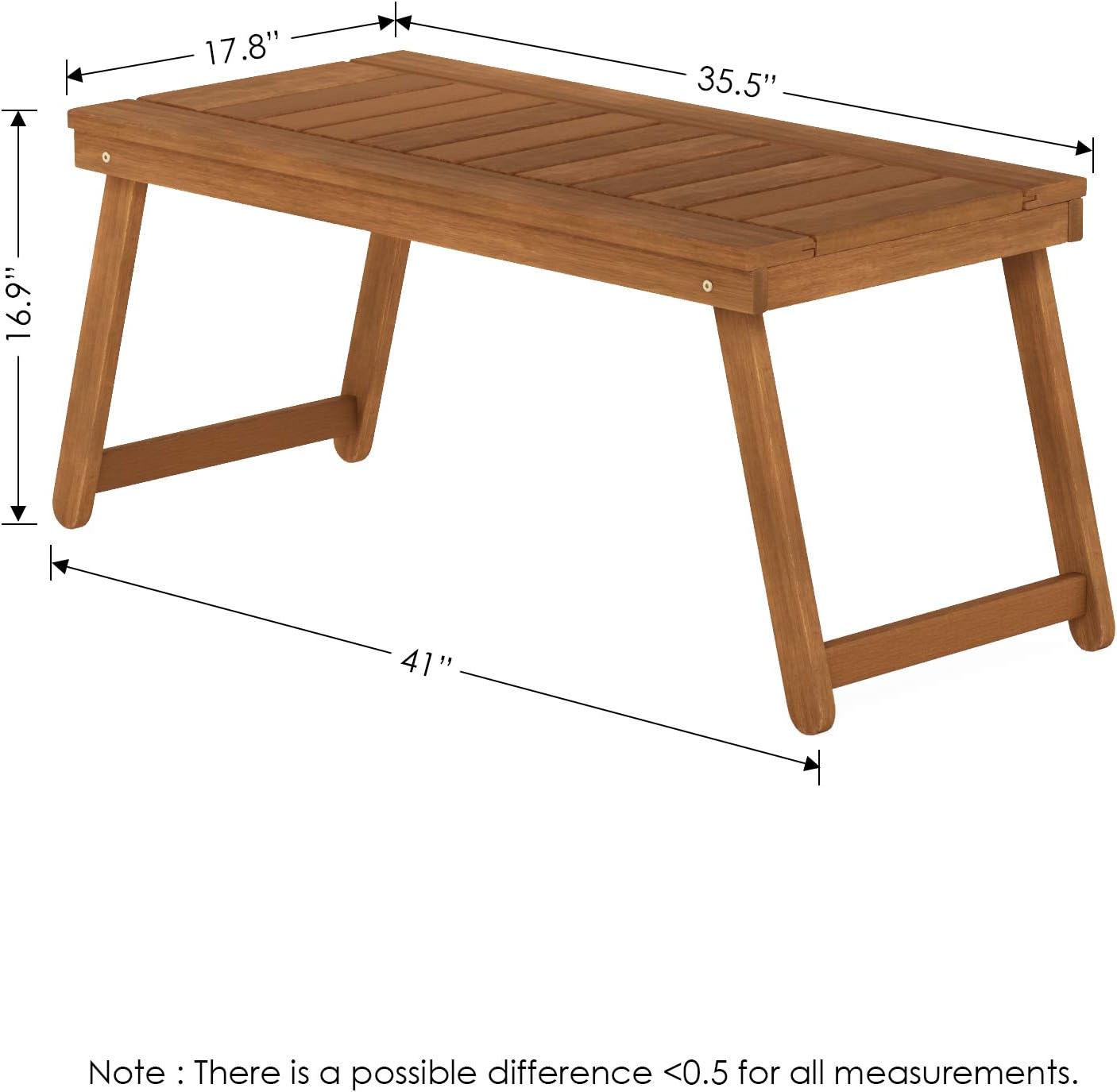 Furinno FG19064 Tioman Outdoor Hardwood Coffee Folding Table, Natural : Garden & Outdoor