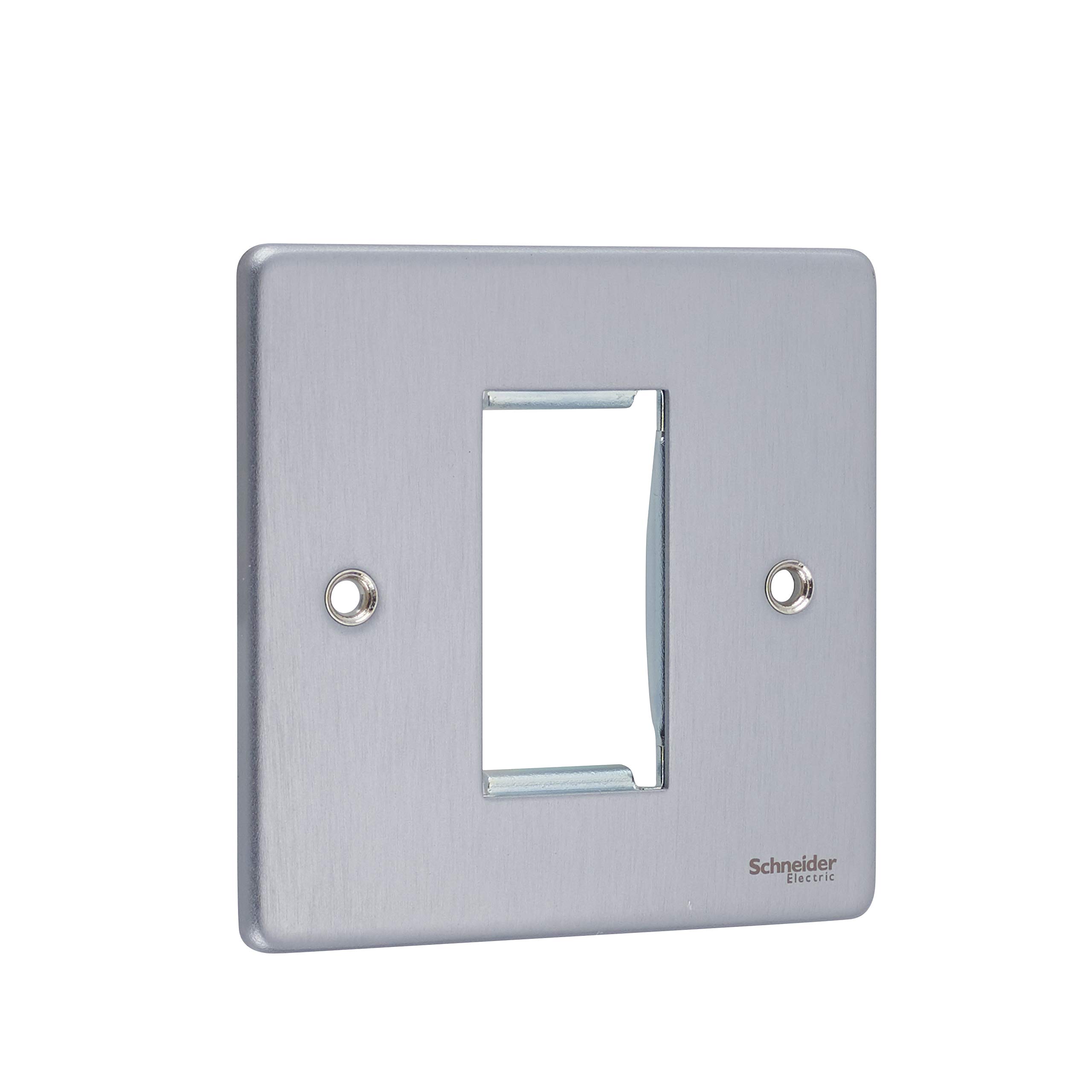 Schneider Electric Ultimate Low Profile - Single Euro Module Plate, GU8550BC, Brushed Chrome