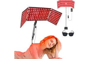 Foldable Red Light Lamp with Protective Glasses,480 LEDs 660nm Red & 850nm Near Infrared Lamp with Adjustable Stand,6 Time Se