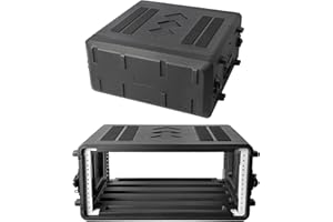ROOMEDAL 4U Rack Case Standard 17" Depth, 19" Rackmount Flight Cases, Watertight Dust-Proof Shock Mount Racks with Microphone Compartments (4U - Standard)