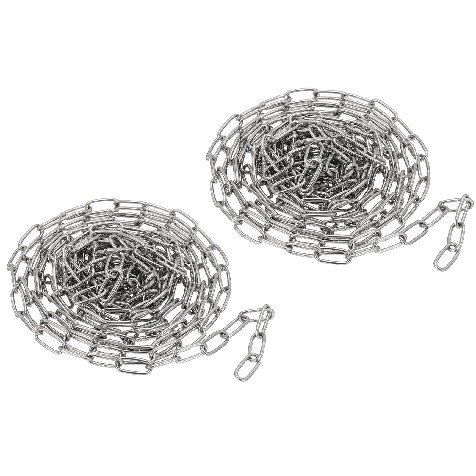 PATIKIL 2 Pcs 3.28FT x 2/7" x 0.06" 304 Stainless Steel Link Chain Link Proof Coil Chain