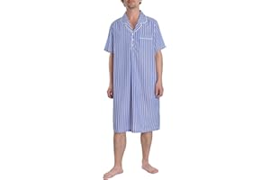 Latuza Men's Cotton Nightshirt Short Sleeve Nightgown with Pockets