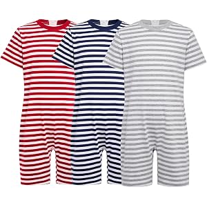 Sinleey 3 Pack Adaptive Clothing for Special Needs Kids Short Sleeve Romper Boys Girls Back Zip Anti-strip Jumpsuit