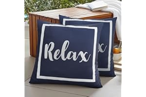 Adabana Outdoor Waterproof Throw Pillow Covers 18x18 Inches Set of 2 Navy Blue and White Pillows Cover for Patio Furniture Garden Porch