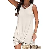 Sleeveless Swimsuit Coverup for Women, Waffle Knit Swimsuit, Beach Vacation Outfits Twisted Mini Dress