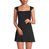 Womens Square Neck Underwire Square Back Tankini Swimsuit Top