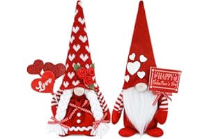 CRCZK Valentine's Day Gnome Decor 2 Pack Handmade Plush Swedish Gnomes Party Ornaments for Holiday Home Gifts Decorations