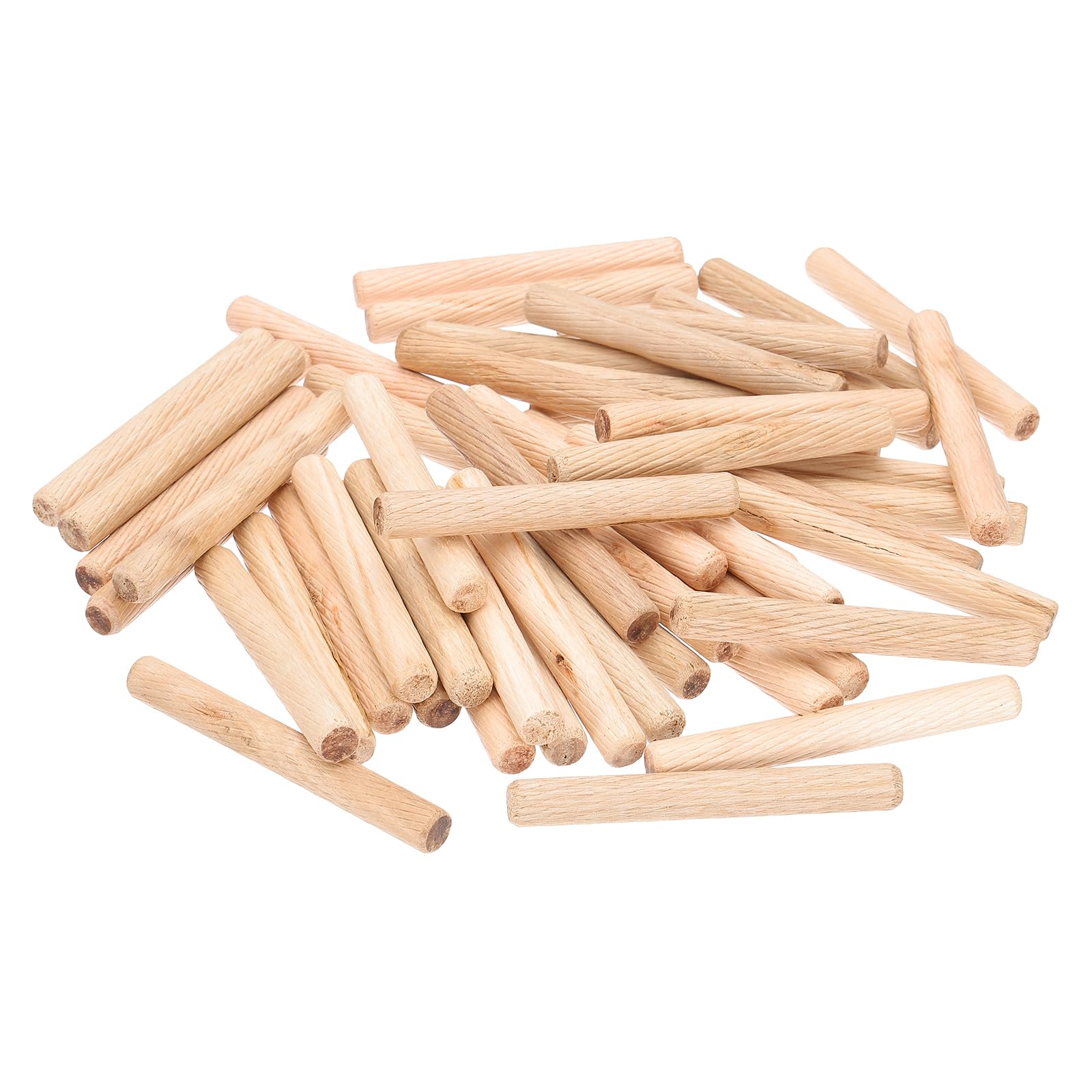 PATIKIL 2/5 Wooden Dowel Pins, 144 Pcs M10x80mm Wood Dowel Pins Hardwood Pegs Fluted Groove Easy Insertion for Crafts Furniture Door Art