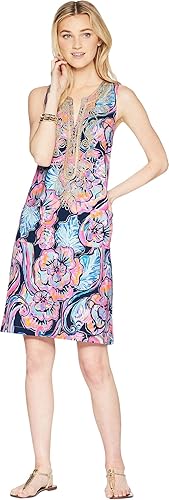 Lilly Pulitzer Women's Carlotta Stretch Shift Dress Nauti Navy Boho Bateau 0 at Amazon Womenâs 