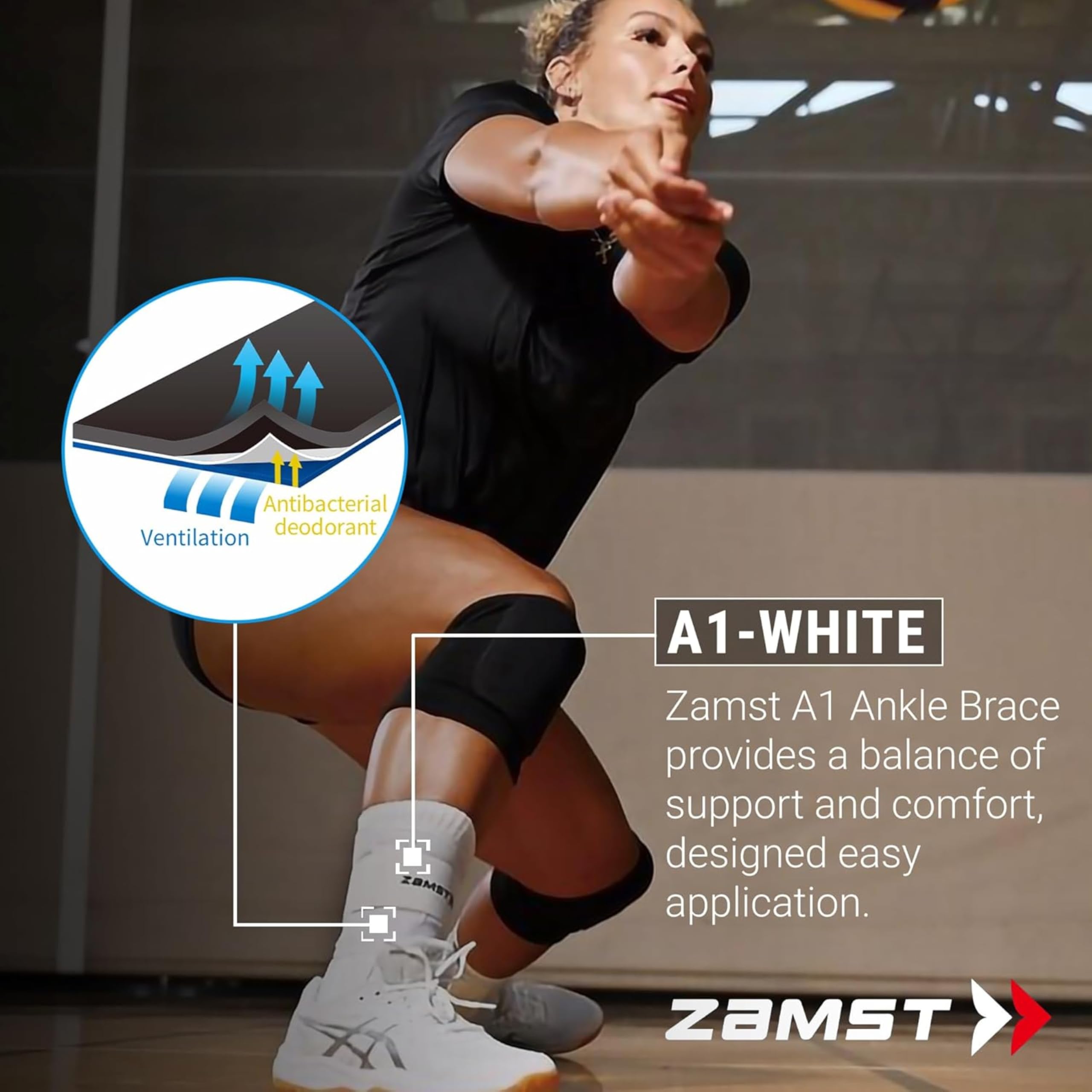 Condition photo showing New/Like New for zamst a1 white ankle brace for sports - breathable sports ankle support for men and women with adjus