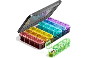 Odaro Weekly Pill Organizer 4 Times a Day, BPA Free Daily Pill Box 7 Day, Large Travel Pill Case with 28 Compartment to Hold Medicine, Vitamin and Supplement