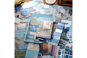 JOJIJOY Vintage Seaside Aesthetic Scrapbook Kit, Scrapbooking Supplies Kit for Bullet Junk Journal, Stationery, A6 Grid Notebook, DIY Journalling Kit, Birthday Craft Gift for Teen Girl Kid Women