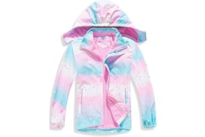 MGEOY Boys Girls Rain Jackets Lightweight Waterproof Hooded Raincoats Windbreakers for Kids 4-14Y