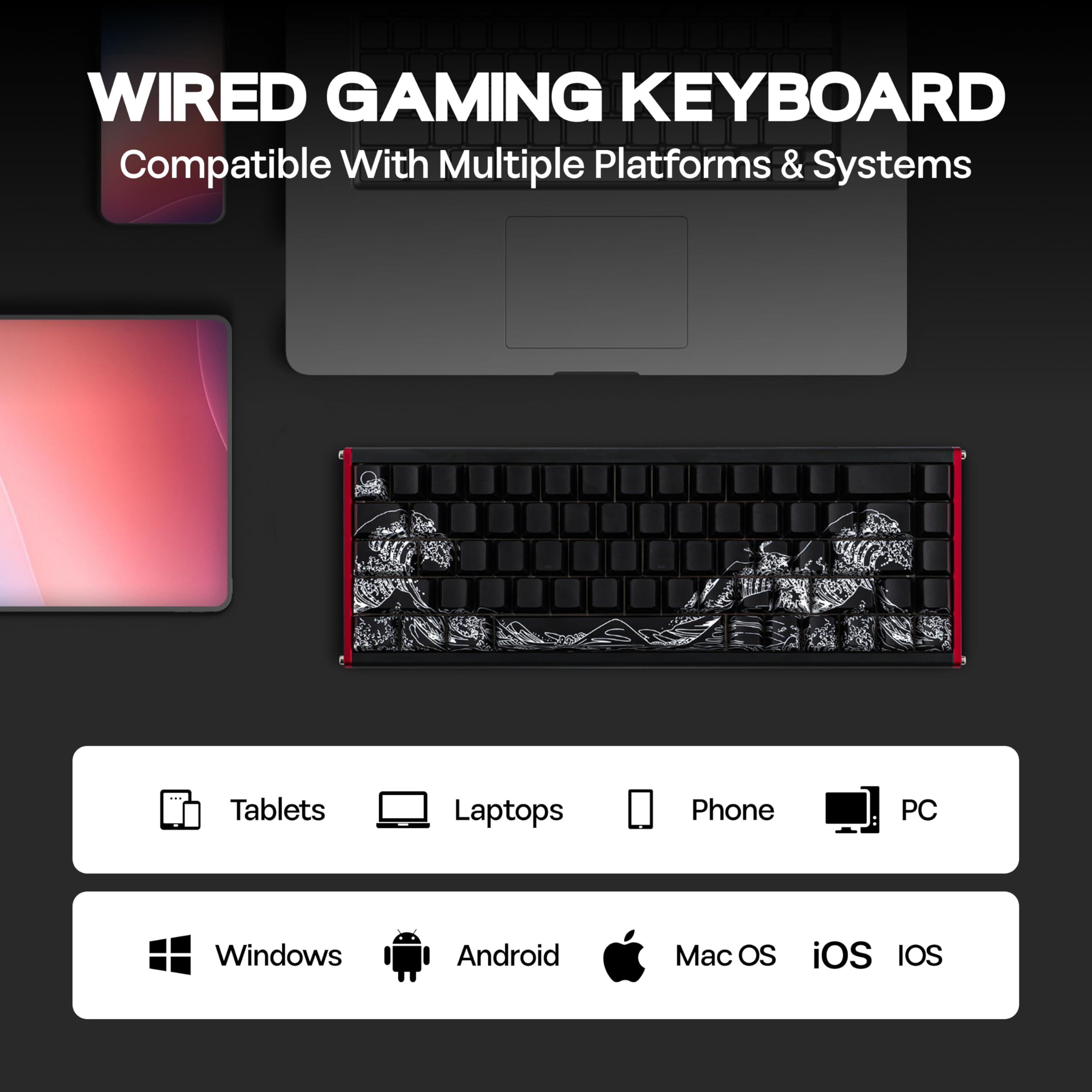 AJAZZ ALUX68 HE Aluminum Rapid Trigger Gaming Keyboard with Magnetic Switch, Wired Hall Effect Keyboard with 8K Polling Rate, 0.125ms Latency, RGB Backlight (Black Side-Printed, ALUX68)