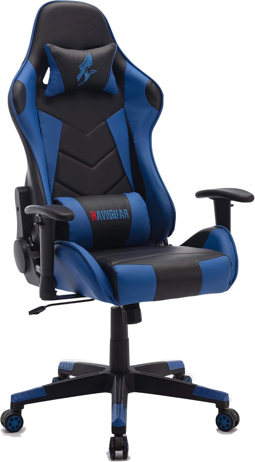 Black Blue Gaming Chair Leather High Back Racing Style Computer Pc Chair Ergonomic Desk Chair Swivel Gaming Chair With Lumbar Support And Headrest Office Products Home Office Furniture Cristap Pl