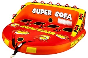 SUWTAIR Towable Tubes for Boating,Pull Tube, Super Sofa Tubes for Boats,Inflatable Boat Tube,Front&Back Tow Points w/Heavy-Duty Thick Nylon Cover for Water Sports