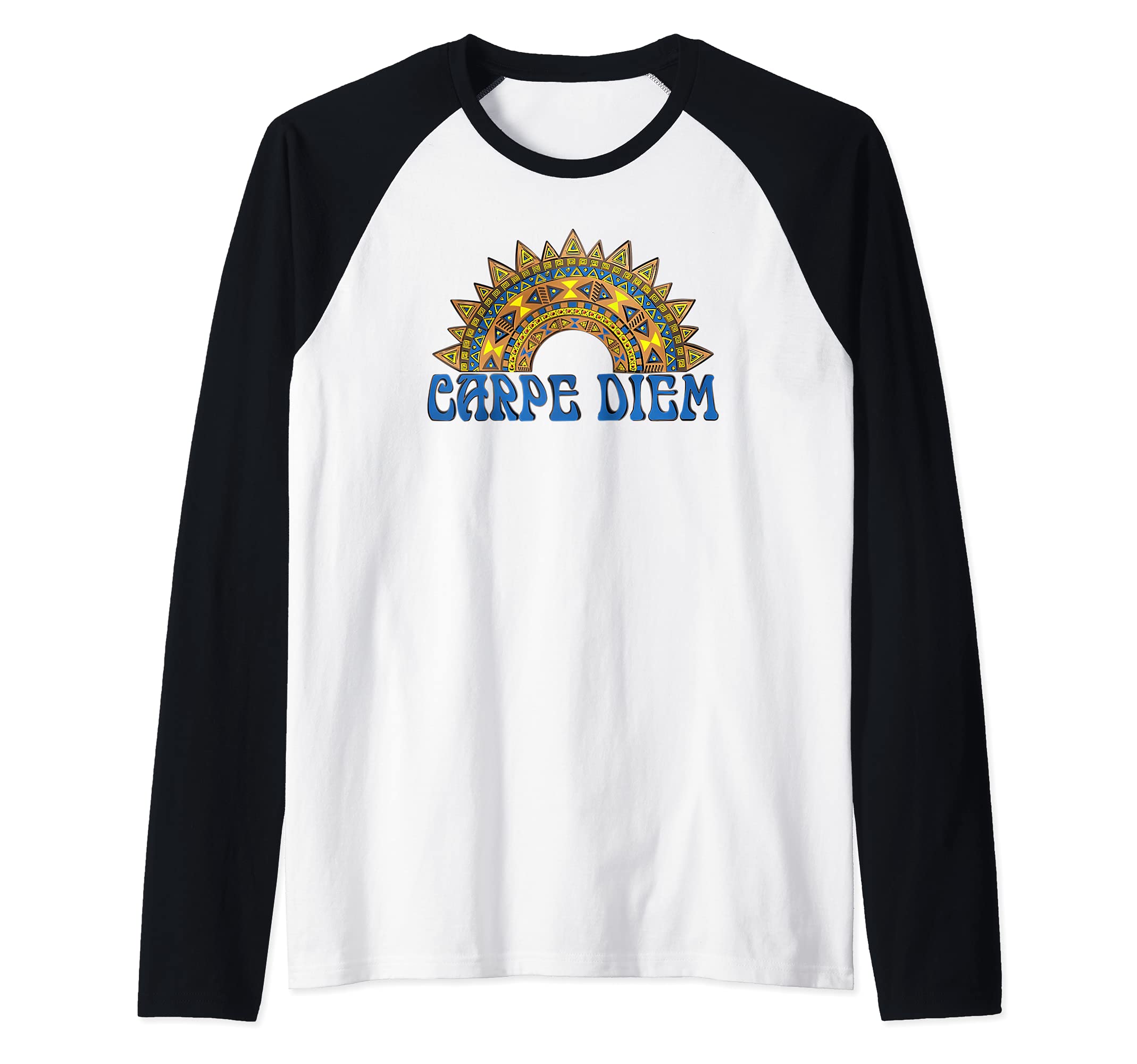 CARPE DIEM Latin - Indigenous Mandala 4 - Fan Fun Raglan Baseball Tee