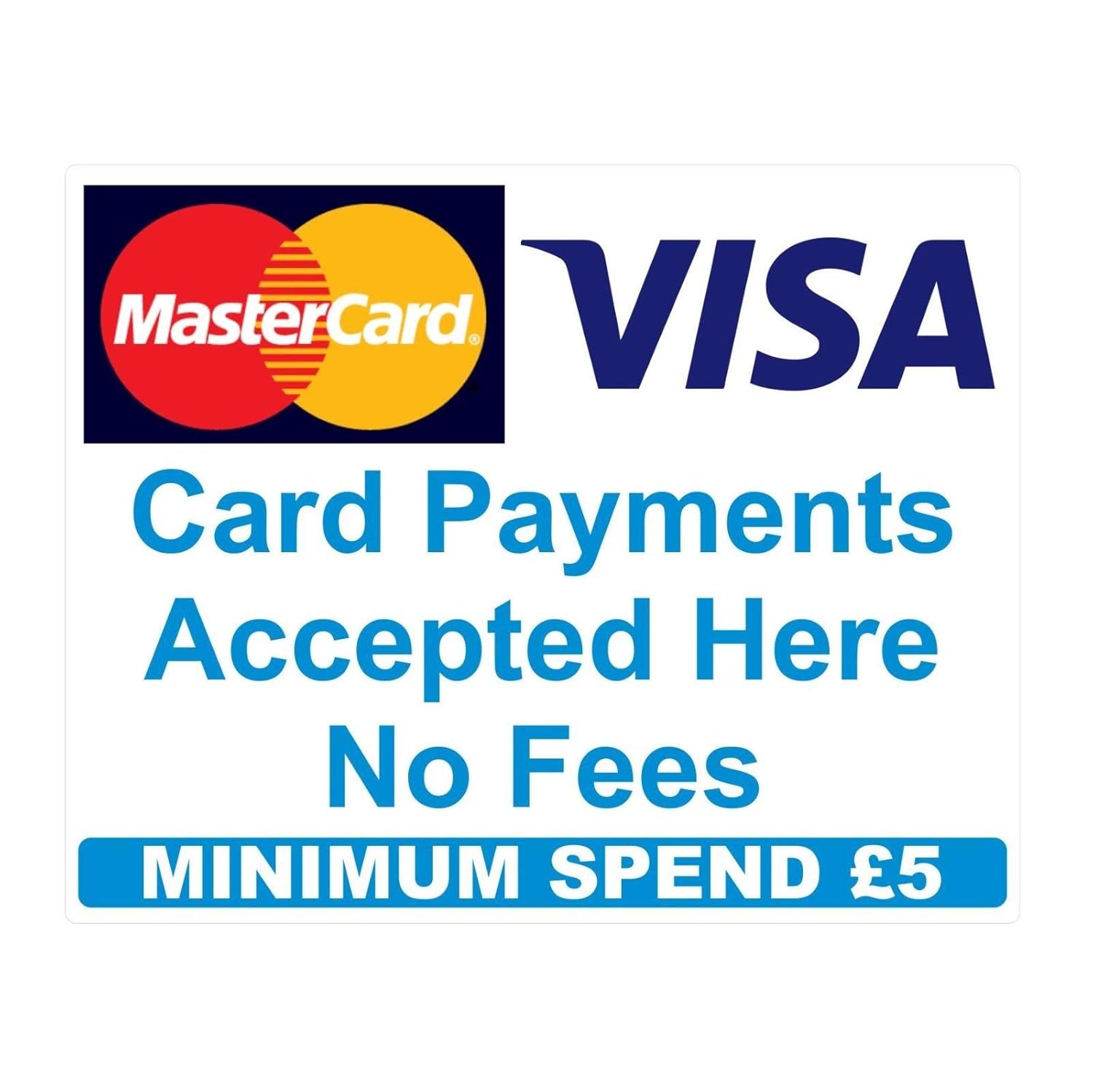 £5 Minimum spend Credit Card Mastercard Visa Payment Stickers x3 Shop