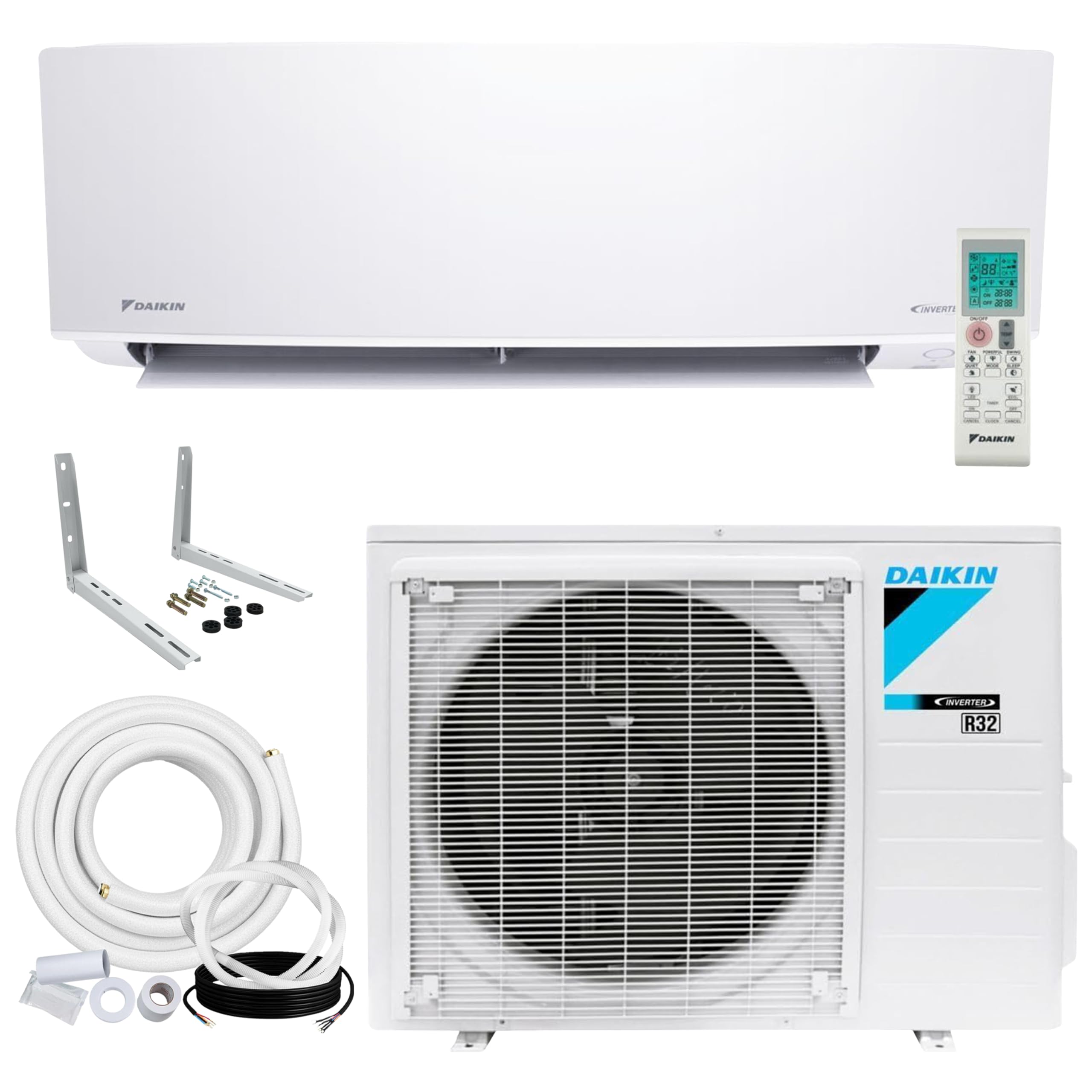 Photo 1 of ***FINAL SALE *** NO RETURNS*** Daikin 18,000 BTU 18 SEER2 Entra R32 Series Ductless Mini Split Heat Pump System w/Maxwell All-Inclusive 15’ Installation Kit and Wall Mounting Bracket (230V)