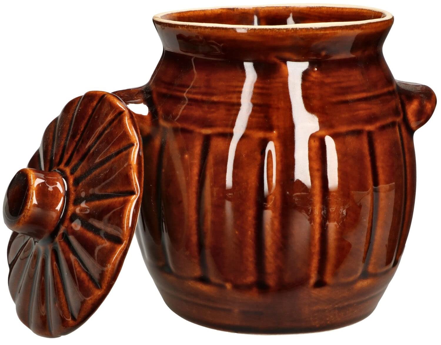 KOTARBAU® 1.2L Small Clay Pot for Stoneware Cucumber with Lid