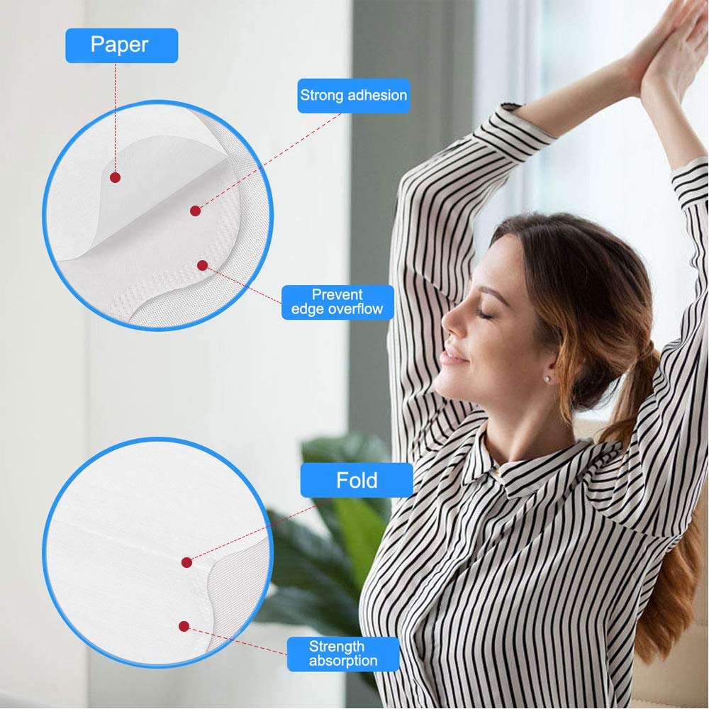 Large Underarm Sweat Pads, Armpit Sweat Pads for Women and Men 【100 Packs】, Premium Sweat Shield Fight Hyperhidrosis, Disposable Underarm Pads for Sweating Women, Comfortable Unflavored, Non Visible : Beauty