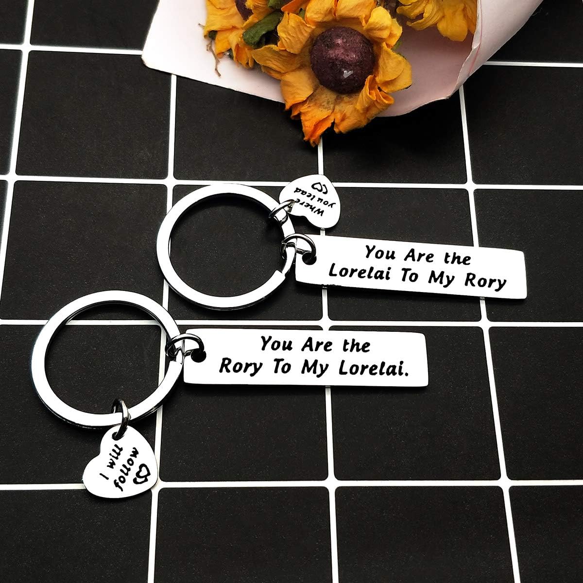 Mother Daughter Gift Set for 2 Mother Daughter Keyring Set Sisters Gift Gilmore Girs Inspired Keychain Gift Best Friend Gift for Valentines Birthday BFF Gift Where You Lead I Will Follow Keychain Set - Image 3