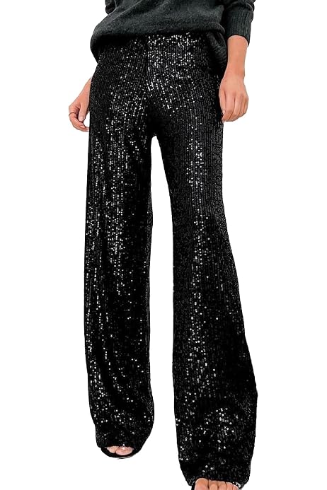 Amazon.com: Womens Sequin Pants Loose Fit Flowy Sparkly Glitter 