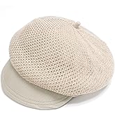 ZARSIO Summer French Beret Hat for Women Breathable Crochet Beret Elastic Newsboy Cap