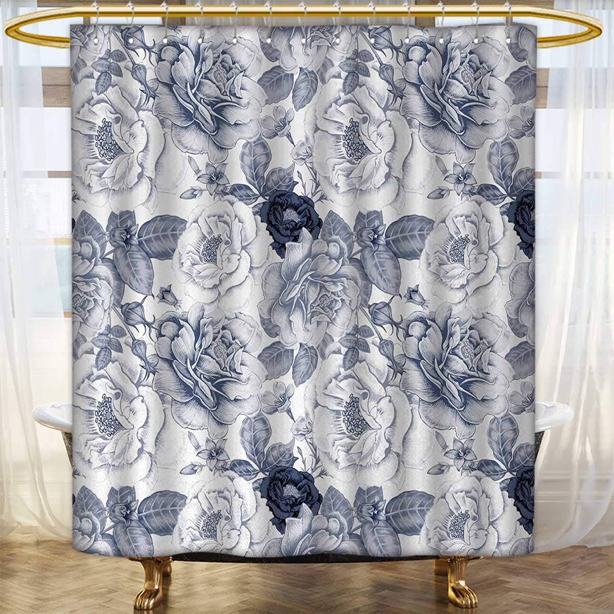 Amazon Com Anhounine Shabby Chic Shower Curtains Mildew Resistant