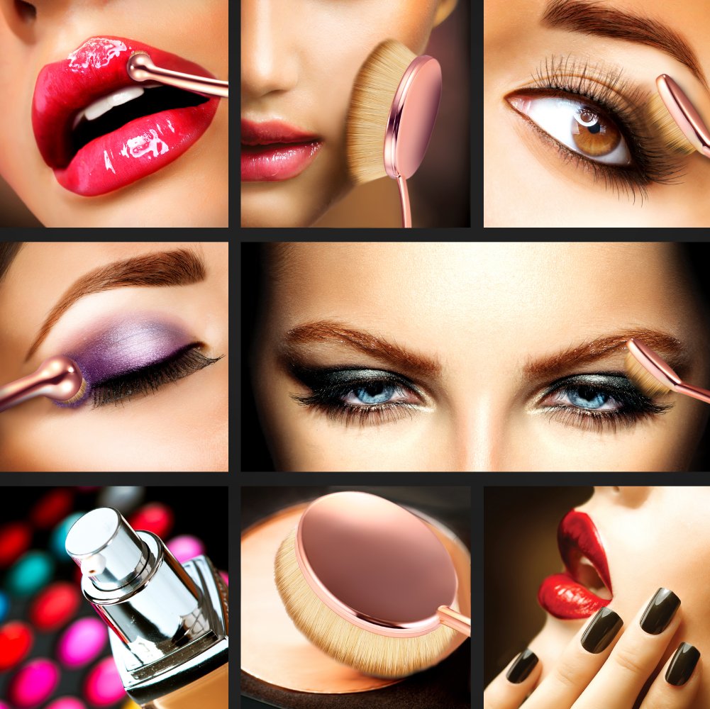 Trèsutopia Lacaresse ovales Make-up Pinsel Set, 10-teilig, Make-up Bürsten, Kosmetik Pinsel, Schminkenpinsel für Foundation, Eyeliner, Lidschatten, Puder, Concealer, Augenbrauen