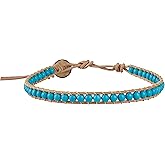 88 INFINITYEE888 Anklet Bracelet Woven Light Brown Leather Vintage Handmade Hippie Bohemian Gypsy Boho Unisex Anklet for Men, Women (Turquoise)