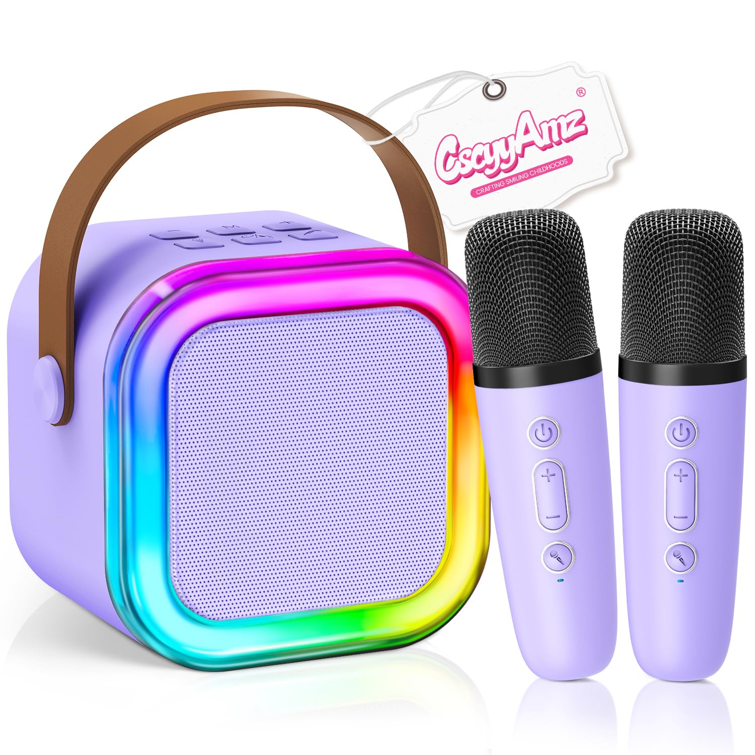 Photo 1 of ?2025 Newest? Mini Karaoke Machine for Kids Girls & Boys - Portable Bluetooth Speaker with 2 Wireless Microphones - Kids Birthday Gifts for Ages 4-10 - Kids' Instrument Accessories - Purple