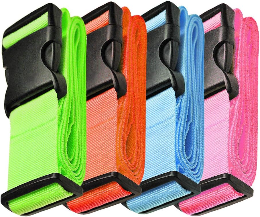 Hibate 2/4Pack Luggage Straps Belts and 1Pack Neoprene Suitcase Handle Wrap Grip Tags