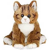 Bearington Cat Stuffed Animal - Ralistic Cat Plush Lifelike Tabby Kitty Suffy Maine Coon - Manny 10.5"