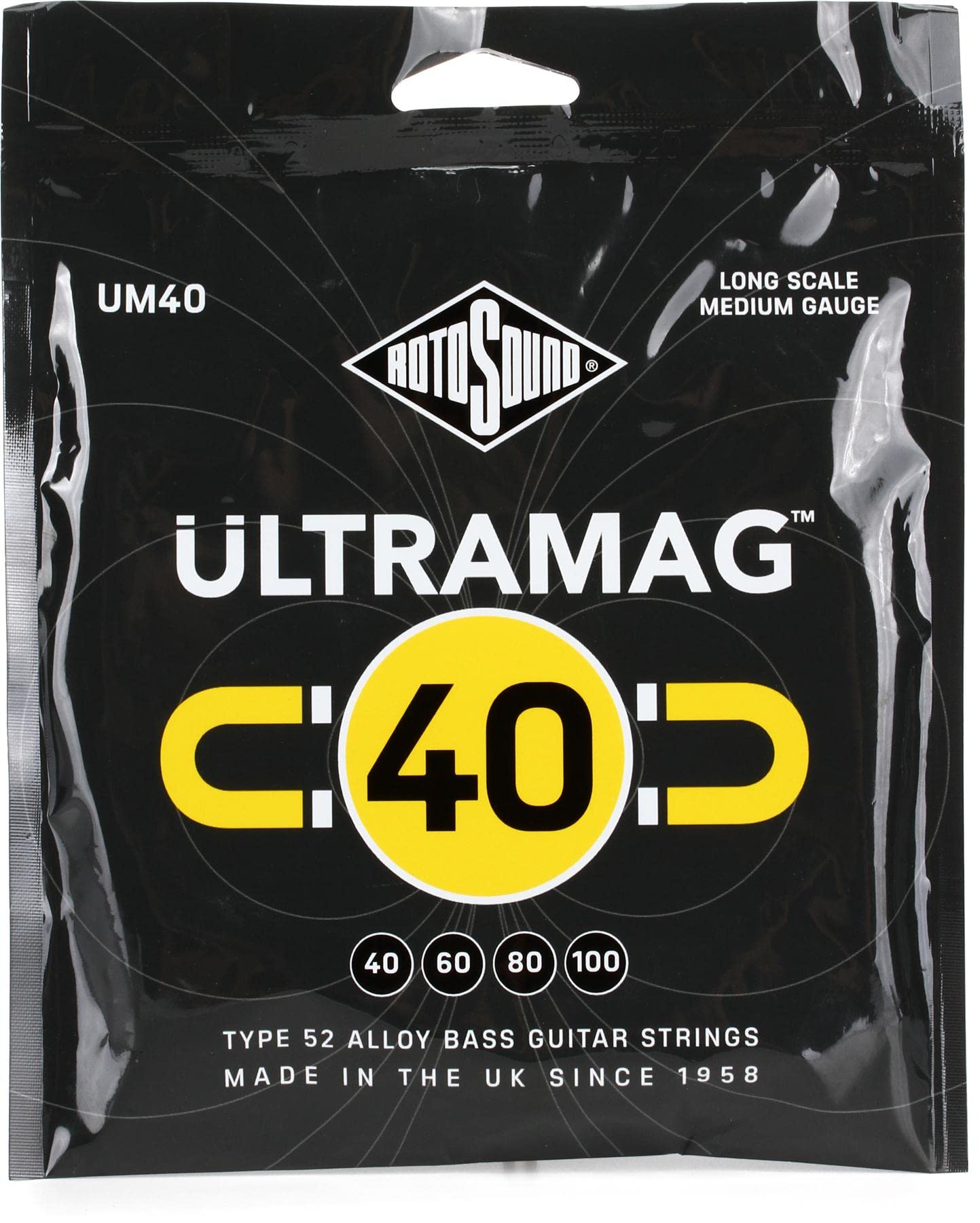 Rotosound strings for electric bass ULTRAMAG 52 ALLOY ROUNDWOUND 4-str. UM40 Medium 40-100,Grey — image 1