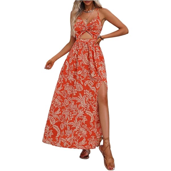 thumbnail image 2 of Women's Summer Bohemian Tie Shoulder Dress Y2k Floral Ruched Flowing Maxi Dress Ruffled Layered Beach Vacation Sundress P 76749788 2 of 13