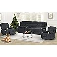 Dresegmt Recliner Sofa Set with Storage Console, Flip Middle Backrest Design 3 Seater Reclining Sofa and 2PC Single Recliner Chair, Manual Couches for Living Room (Gray, 3 Seat+Console+1+1)