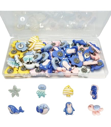 FOYTOKI 36pcs Decorative Ocean-Themed Push Pins Nautical Thumb Tacks For Bulletin Boards Cork Boards And Photo Walls Multi-Functional Decorative Pushpins For Home And Office Organization - View #4