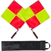 Soccer Referee Kit Include 2 Pack Red Yellow Referee Flags with Storage Bag | Referee Flags for Soccer, 13.5 x 17.3 Inch Linesman Flag Set and Carrying Bag for Assistant Referees, Games and Training