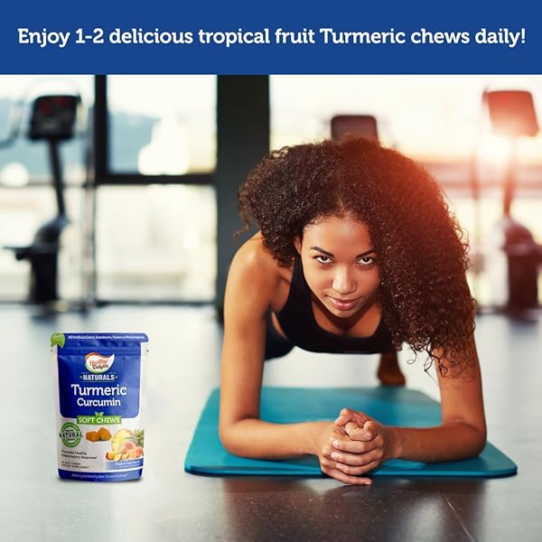 HEALTHY DELIGHTS NATURALS, TURMERIC CURCUMIN SOFT CHEWS, PROMOTES HEALTHY INFLAMMATORY RESPONSE, DELICIOUS TROPICAL FRUIT FLAVOR, 30 COUNT