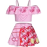 Jurebecia Princess Bathing Suit for Girls 2-Piece Swimsuit Kids Bikini Set Princess Ruffle Swimwear