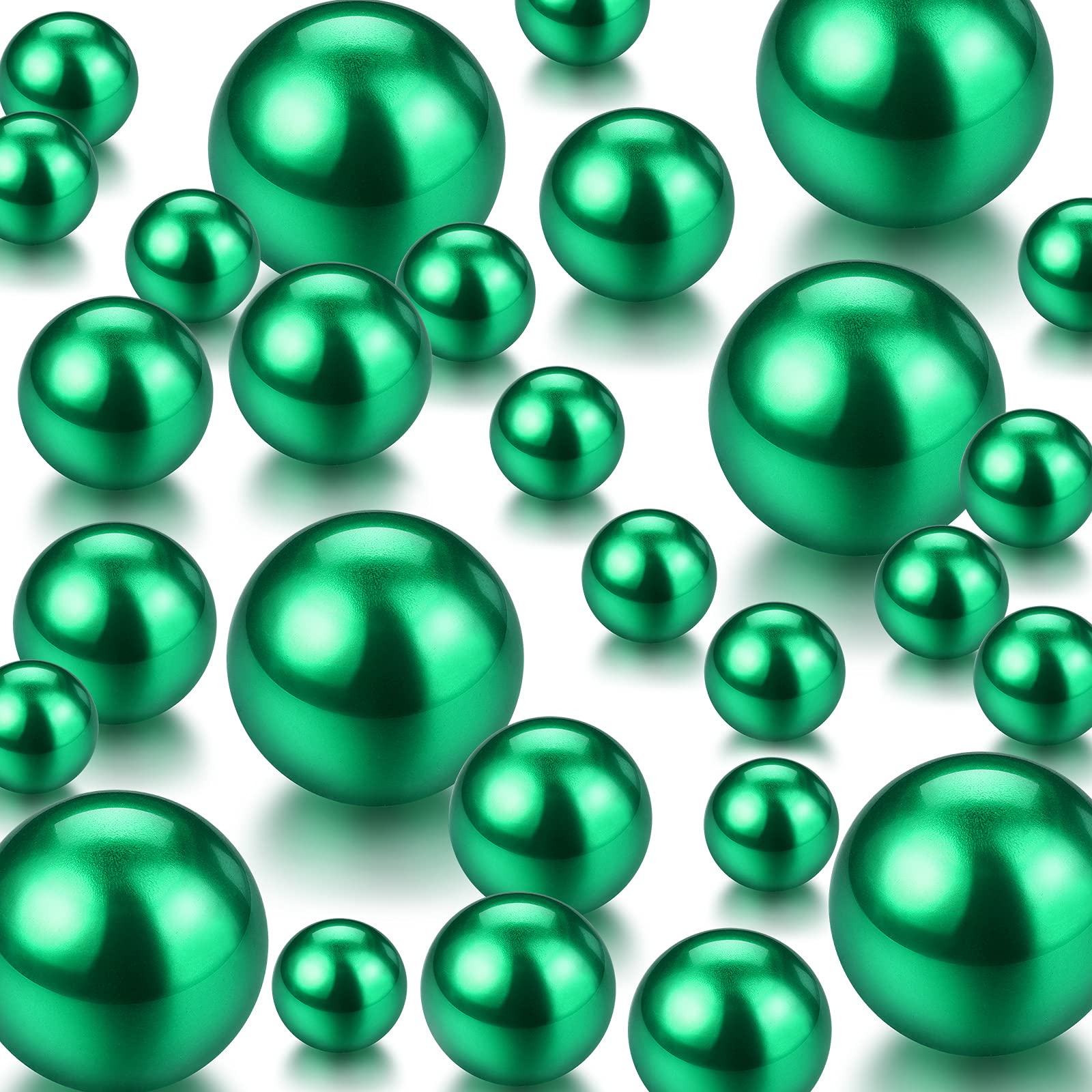 Photo 1 of 150 Pieces Vase Filler Faux Pearls Vase Makeup Beads No Hole Gloss Bead Mixed Sizes Round Pearl for Home Party Wedding Decor, 8/14/20 mm(Green)