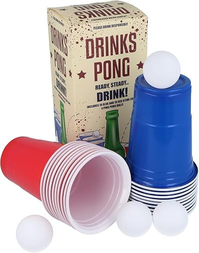 HENBRANDT Beer Pong Game Set 24-Piece 16oz Blue Red Plastic Cups
