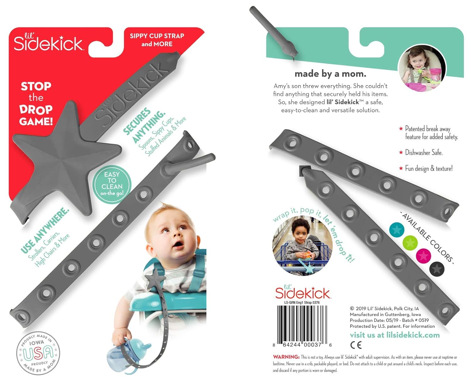 Lil Sidekick Sippy Cup Holder More Stop The Drop Game Adjustable Strap Secures Sippy Cups Teethers Spoons Toys To Strollers Highchairs