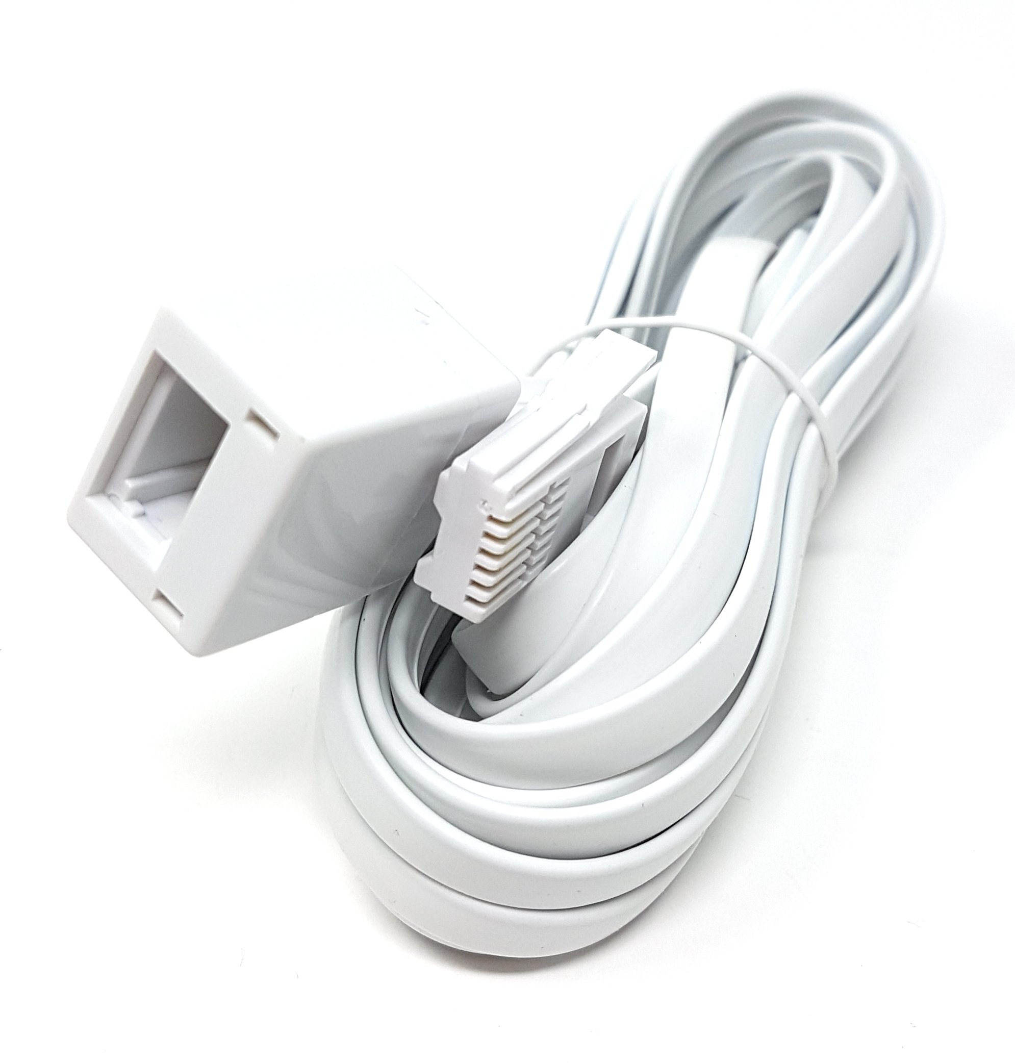 Maincore 3m long White BT Telephone Extension Cable Lead For Office & Home 6 Wire (631a) BT Male to BT Female (Available in 2m, 3m, 5m, 10m, 15m, 20m) (3m)